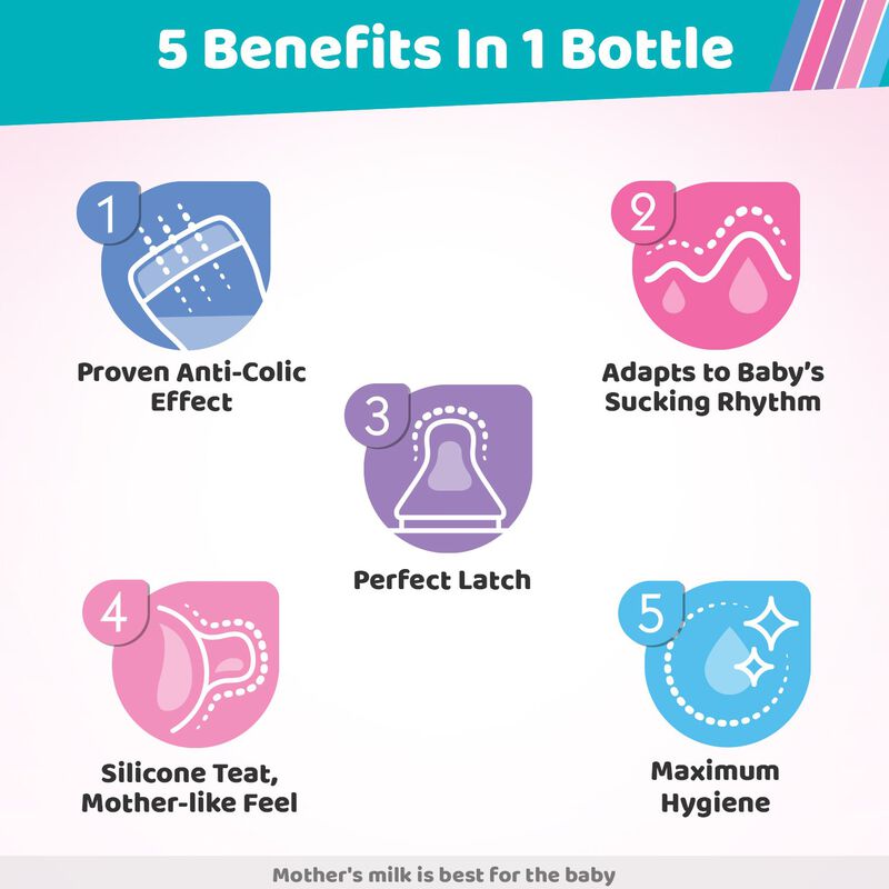 Perfect 5 Feeding Bottle 150ml Pink - Slow Flow image number 3